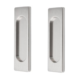 MOROBOR Self-Stick Rectangular Sliding Door Pulls, 2pcs Aluminum Alloy Flush Pull Punch-Free Handle for Sliding Barn Door Windows Cabinets (Brushed Steel,100mm)