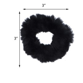 Small Faux Fur Scrunchies Hair Tie - Set of 6 - Black & White