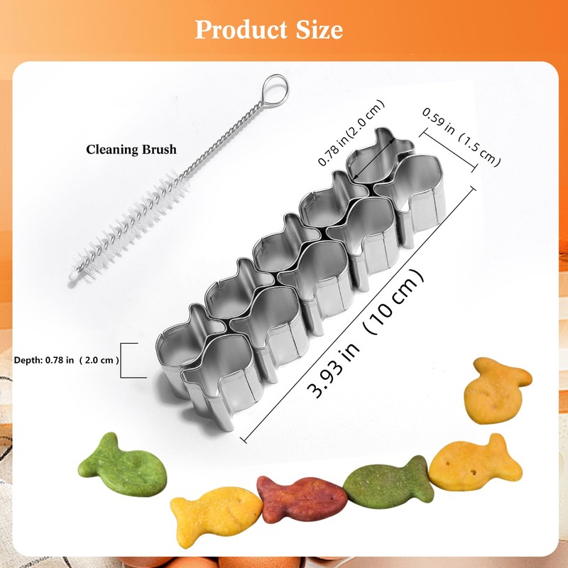 SurgeHai Goldfish Cracker Cutters 2 PCS, Mini Cookie Cutters 304
