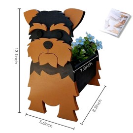 Yorkshire Terrier Dog Shaped Planter Pot - Outdoor Garden Decor Gift