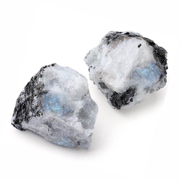 QINJIEJIE QINJIEJIE Moonstone Large Crystal Healing Crystals 1.8"-2.2" 2PCS Raw