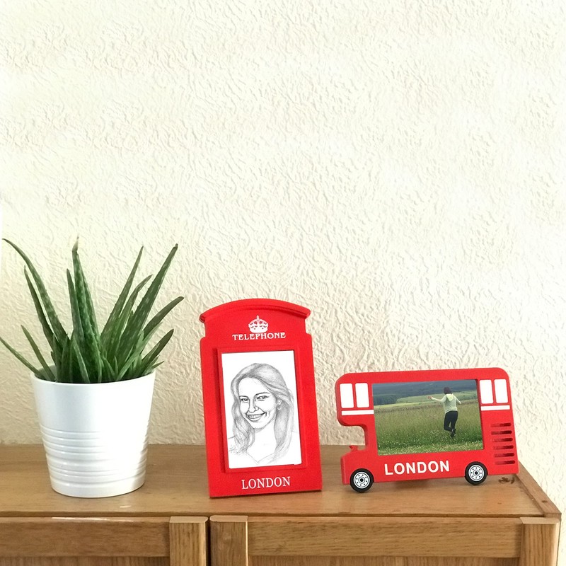 SAJAK 4x6 London Bus Picture Frame Tabletop Desktop Photo Holder