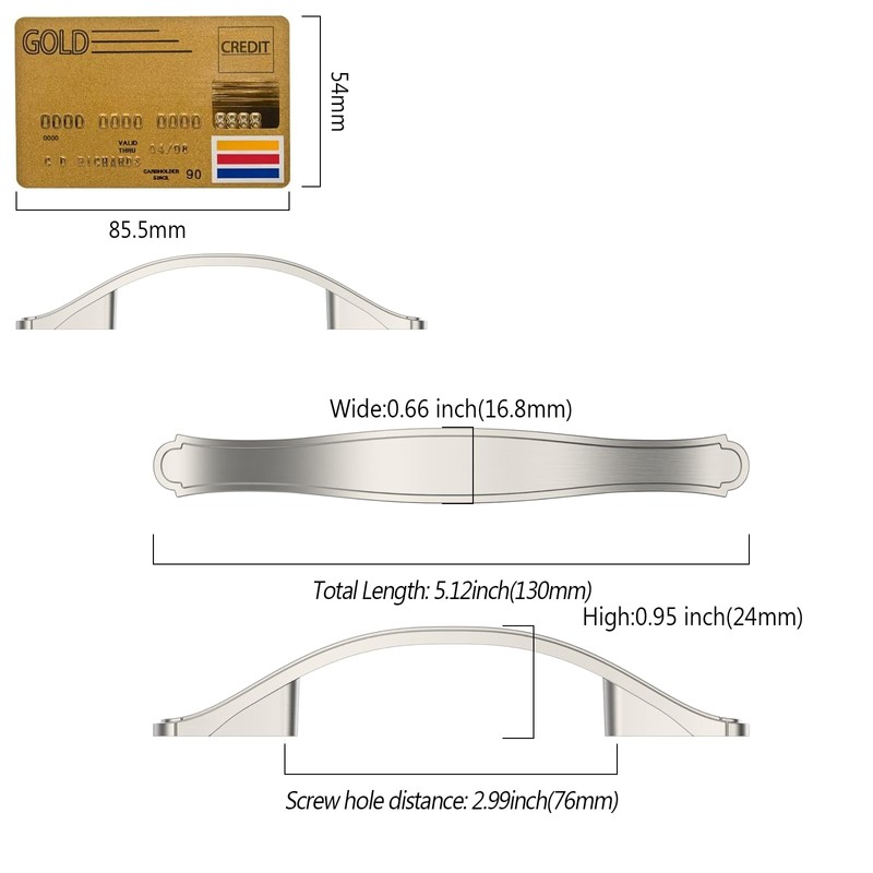 Amerdeco 10 Pack Brushed Satin Nickel Cabinet Pulls 3 Inch(76mm)