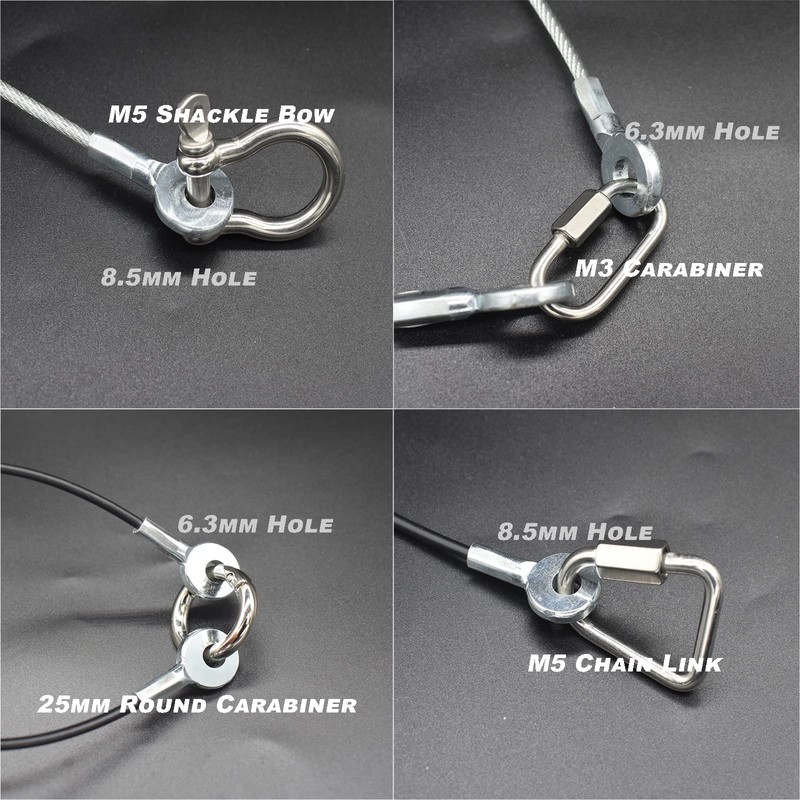 Bytiyar 1/8"(3mm) Wire Diam Galvanized Steel Cable Eyelets Ended Short