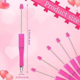 jiebor 30Pcs Beadable Plastic Bead Pen Black Ink Diy Cute Cool Ballpoint Pens for Teacher Bridal Graduation Gift Office Supplies (Hot Pink)