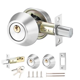 Qrity 1 PCS Single Cylinder Security Lock/Deadbolt, Bilateral Lock with 3 Keys, Door Lock Deadbolt Kit, Invisible Door Lock for Front Door, Brass + Stainless Steel