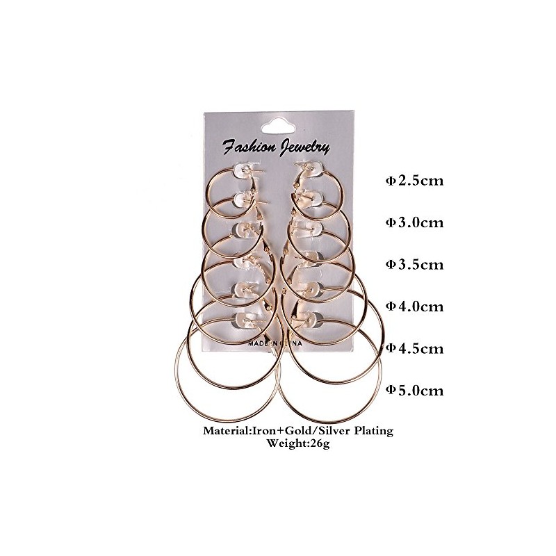 AJ DEFIRO 6 Pair Hoop Earring Set Stainless stud Earring