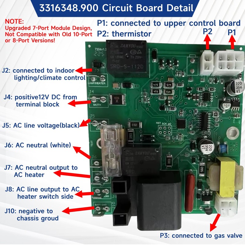 3316348.900 Power Module Board, RV Power/Control Module Kit #3316348900 Replacement