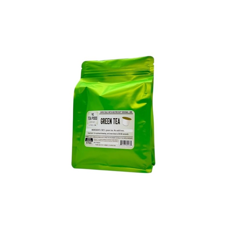 Green tea pods compatible with Nespresso OriginalLine, single-serve tea capsules