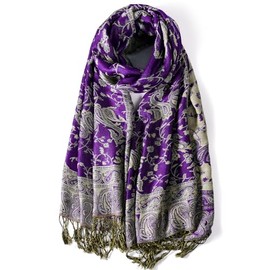 FURTALK Womens Pashmina Scarf Shawl Wrap Reversible with Fringes Paisley Pattern Elegant Colors