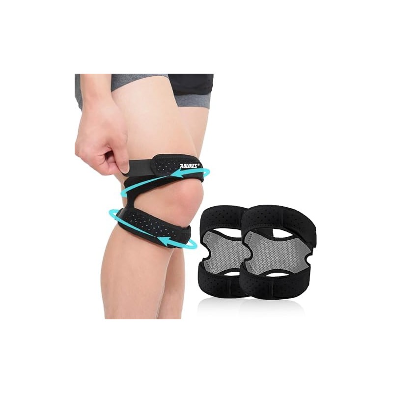 Rodillera con Soporte Doble para Rótula, 2 Piezas, Negro