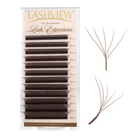 LASHVIEW W Lashes Extensions, 5D Premade Fans 0.07 D Curl 8-15mm Clover Lash Extensions W Shape Eyelash Extension Volume Premade W Lashes (5D 0.07 D 8-15mm Brown)