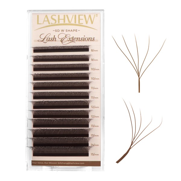 LASHVIEW W Lashes Extensions, 5D Premade Fans 0.07 D Curl