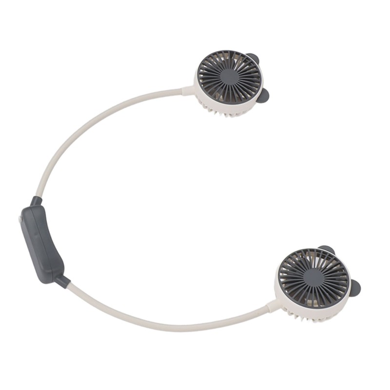 Portable Neck Fan Dual Head Bendable Wearable USB Rechargeable Hand