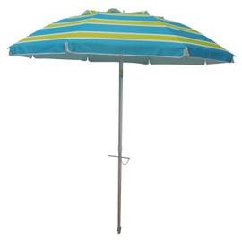 Heininger 1300 Sea Blue & Lime Green 7' Beach Umbrella with Tilt and Travel Bag