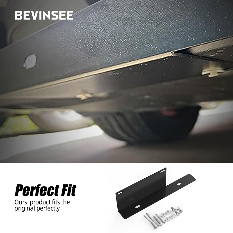Bevinsee No-Drill Front Bumper License Plate Relocator Bracket Compatible with