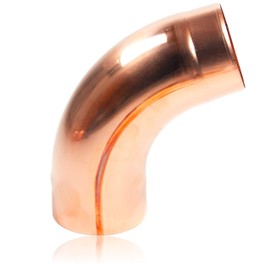 Copper Rain Pipe Elbow 76 mm with 72 Degrees, Conical Drain Bend with Insertion Chamfer, Downpipe Bend, Butt Welded, DN 76