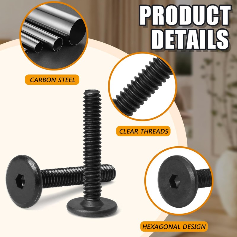 Biaungdo 30 Pcs Flat Head Allen Bolts, 1/4-20 x 1-1/2