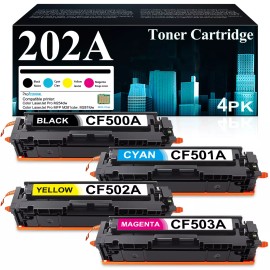 huoxun M Compatible 202A Toner Set for HP MFP M281fdw M254dw M281cdw (4 Pack)