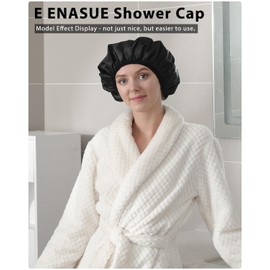 E ENASUE Reusable 3-layer shower cap, extra large waterproof shower cap, suitable for all types of long hair, adjustable women's shower cap, ideal for girls