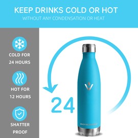Stainless Steel Drinking Bottle, 750 ml, BPA-Free, Leak-Proof, 24 Hours Cold & 12 Hours Warm, Metal Water Bottle, Double-Walled, Thermos Flask for School, Camping, Travel