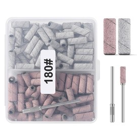 Oranllow 110pcs Small Sanding Bands Nail Drill Bits with 3.1mm Mandrel Nail Bit, 240 Fine Grit Nail File for Acrylic Nails Gel Manicures and Pedicures Salon (Zebra+Pink, 180 Grit)