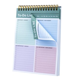 Agoer French To Do Lists Pad, Tearable Daily Planner, Undated Weekly Planner, Writing on Both Sides, A5, 160 Sheets, Spiral Pad with Hardcover for Tasks, To Do Planner for Office, School-B