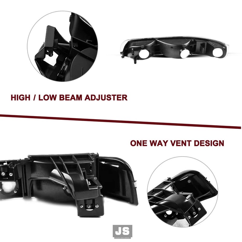JSBOYAT 4pcs Headlight Assembly w/Bulbs Fit for 1999-2002 Chevy Silverado