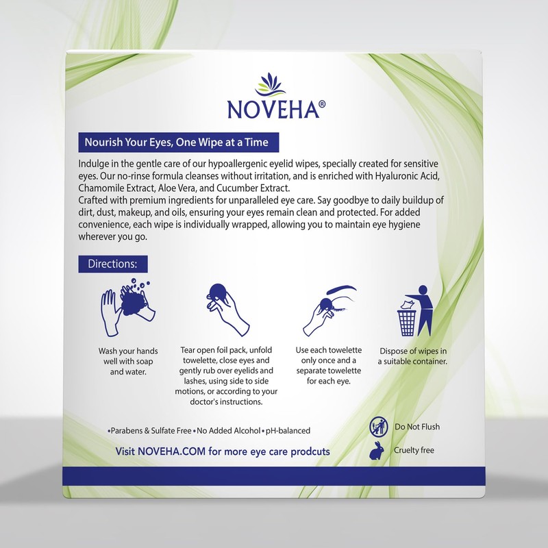 NOVEHA Eyelid Wipes - For Delicate Lashes and Eyelids -
