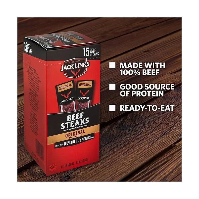 Jack Links Original Tender Style Beef Steak, 15 pk. FREE