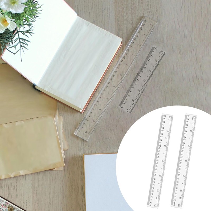 4 Pack Clear Plastic Straight Rulers, Clear Ruler Bulk, Transparent