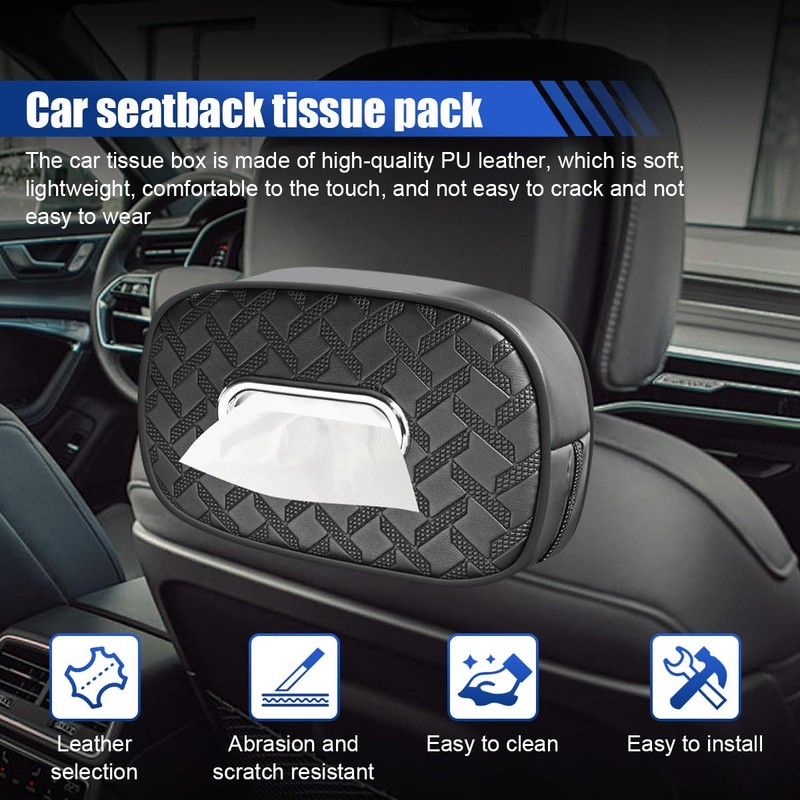 Large Car Tissue Holder for 300 Standard Tissues, PU Leather