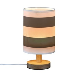 YYZZH Table Lamp Black and White Striped Horizontal Stripe Nightstand Lamp with Wood Base Fabric Lamp Shade Bedside Desk Lamp for Living Room Bedroom Kids Room Office