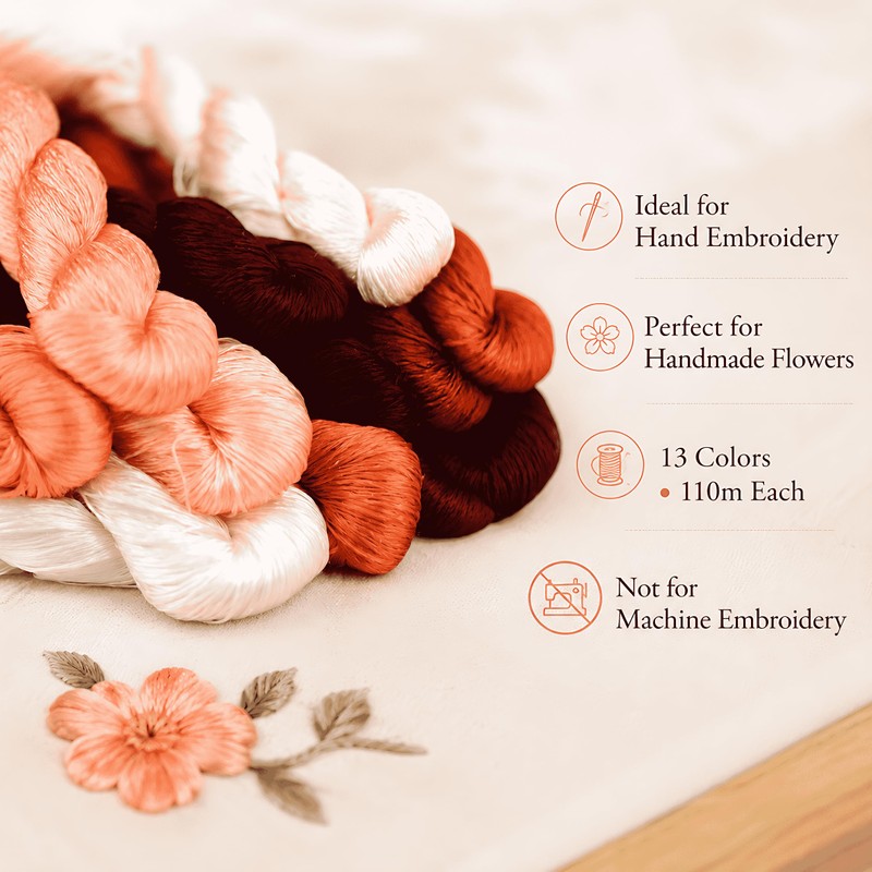 MINGGUXIUYI Natural 100% Silk Thread Handmade Embroidery Thread Floss 1430