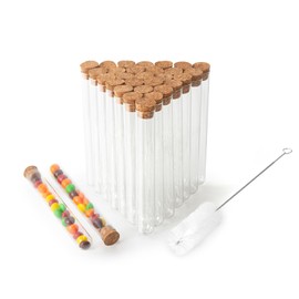 BKMAMLAB 30pcs 20ml Glass Test Tubes 15 x 150mm with Cork Stoppers and Brush for Scientific Experiments and Plant Propagation Test Tubes