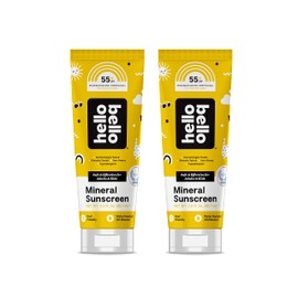 Hello Bello Mineral SPF 55 Sunscreen Lotion I Broad Spectrum UVA/UVB Protection, Water Resistant and Reef Friendly Sun Protection for Babies and Kids I 6 Fl Oz (2 Packs of 3oz)