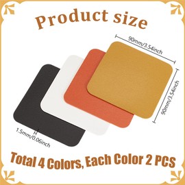 AHANDMAKER Coasters Set of 8, 4 Colors 3.54x3.54 Inch Leather Coasters for Drinks, Square Coaster, Coffee Bar Dining Drink Coaster Cup Mats Tabletop Protection for Desk, Kitchen, Dining, Office Table