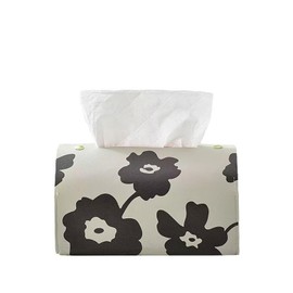 Leather Tissue Box Cover Rectangle,Tissue Box Holder,Faux Leather Tissue Box Cover Rectangulars,Tissue Holder for Bathroom,Car Tissue Holder (Flowers)