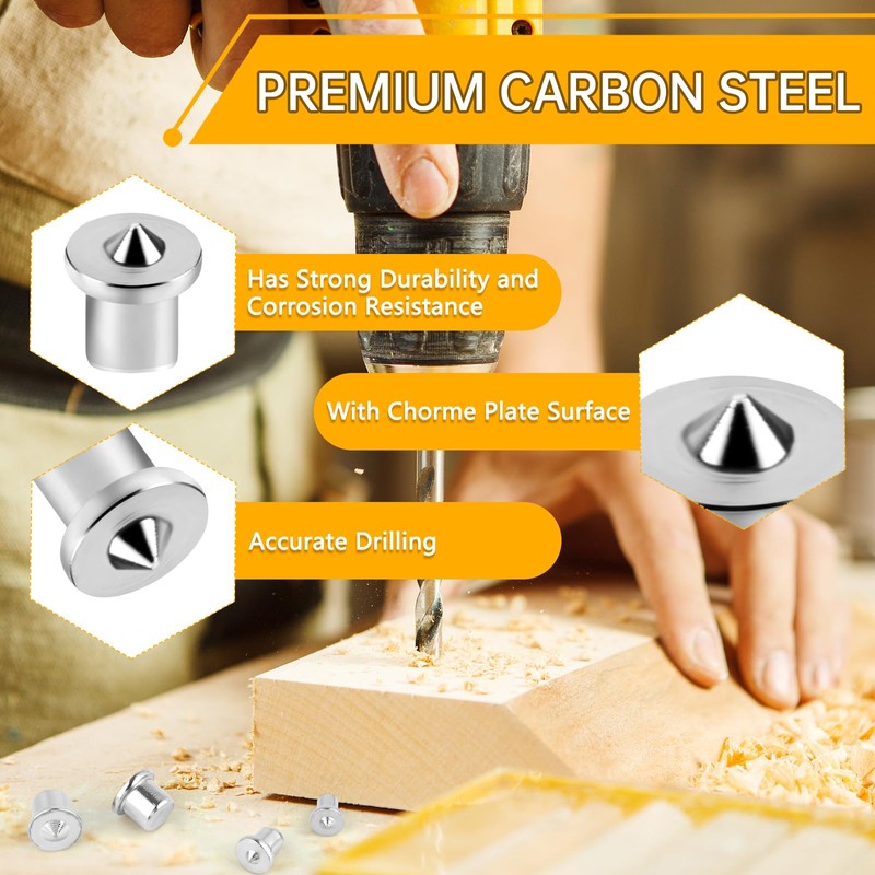 Pack of 36 Centring Tips, Wooden Dowel Centring Tips, 6/8/10/12