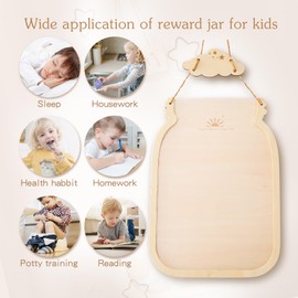 OESSUF Magnetic Reward Jar for Kids, Large Wooden Reward Jars with Tokens, Reusable Star Chart for Children Behavior, Inspiring Good Behaviour in Toddlers, Star Style