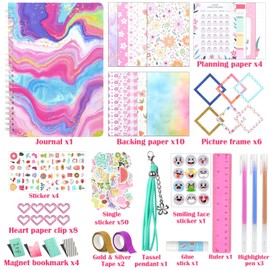GROFIS DIY Journal Set for Girls, Scrapbook & Diary Stationery Set, Art and Craft Kits, Diary Stuff for Tweens Teens, Christmas Birthday Gifts for 8-14 Years Girls