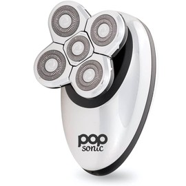 Pop Sonic 5-Head Electric Shaver Kit - Unisex (Silver) Shaver for Face, Head & Body - Smooth, Waterproof USB Rechargeable Trimmer with 360-Degree Precision Cut Heads for Men & Women
