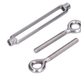 Turnbuckle for tension (M6) for wire rope tension, fixing for eye and eye attachment adjustment