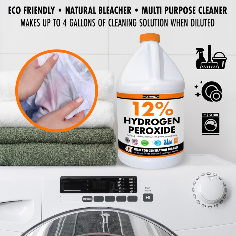 Chromex Hydrogen Peroxide 12 Percent Food Grade, 4x Power Concentrated
