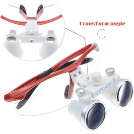 2.5X Magnifying Glass Loupe Binocular Loupe Surgery Surgical Magnifier Medical Operation (Red)