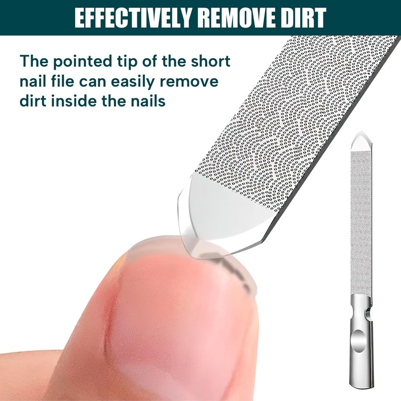 2pcs Double-Sided Stainless Steel Nail File, Washable Metal Nail File