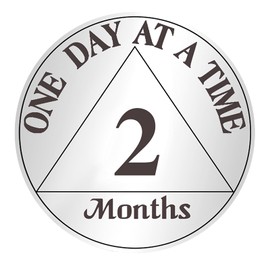 2 Month Sobriety Coin Gifts | One Day at a Time AA Coins - HA AA Chip Medallion with Leather Keychain | Narcotics Alcoholics Anonymous Gifts for Anniversary Month & Year for Men & Women in Recovery