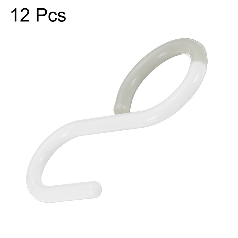 Sourcing Map 12pcs S Hooks, 3.5" Plastic, White, Modern, Over-the-ledge,
