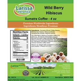 Wild Berry Hibiscus Sumatra Coffee (Gourmet, Naturally Flavored, Whole Coffee Beans) (4 oz, ZIN: 564716) - 2 Pack
