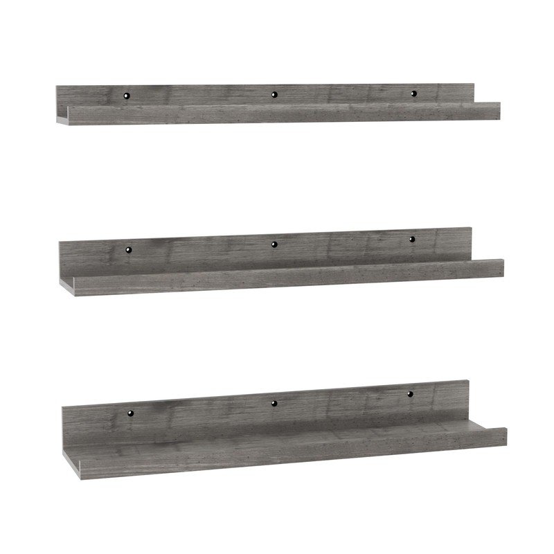 Lyeasw 24 inch Grey Floating Wall Shelves Set of 3,